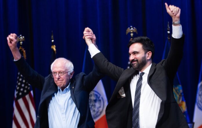 Senator Bernie Sandersa and NYC Mayoral hopeful Zohrann Mamdani