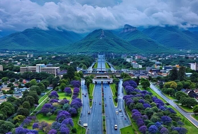 Islamabad with Margalla Hills in the background