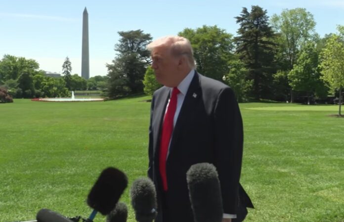 President Donald Trump in a Press Gaggle at the White House May 1 2026